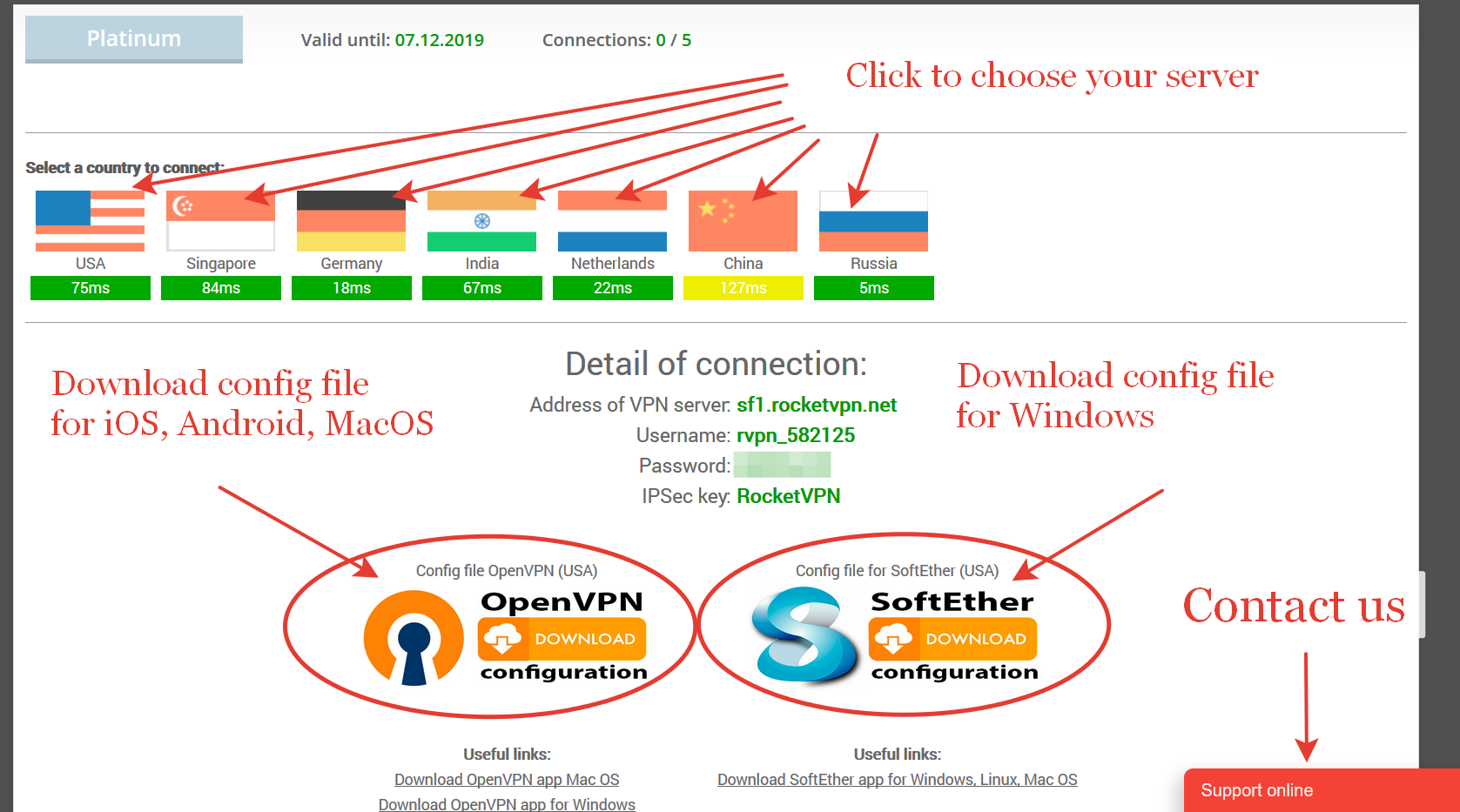 RocketVPN SoftEther settings