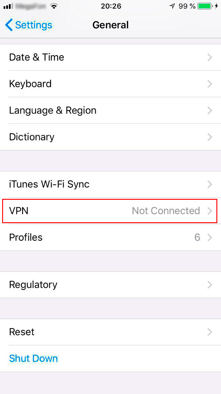 Настройка VPN iOS